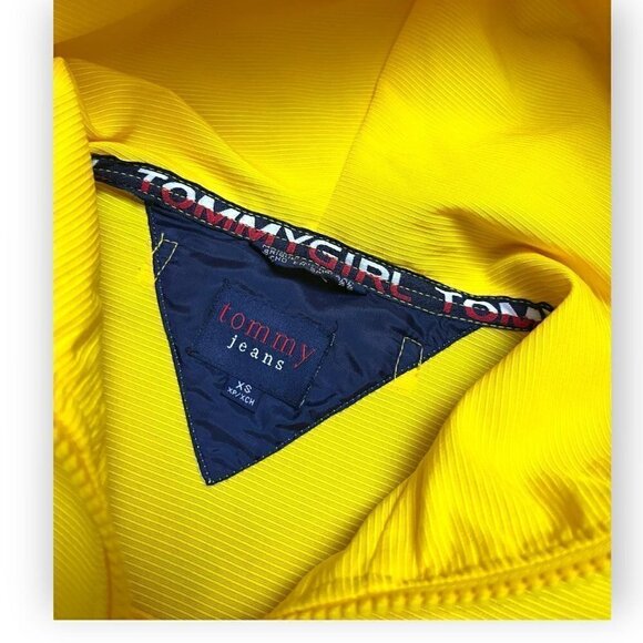 Tommy Girl Vintage 90s Full-Zippered Hood Yellow Windbreaker Jacket - Womens XS - Picture 2 of 4